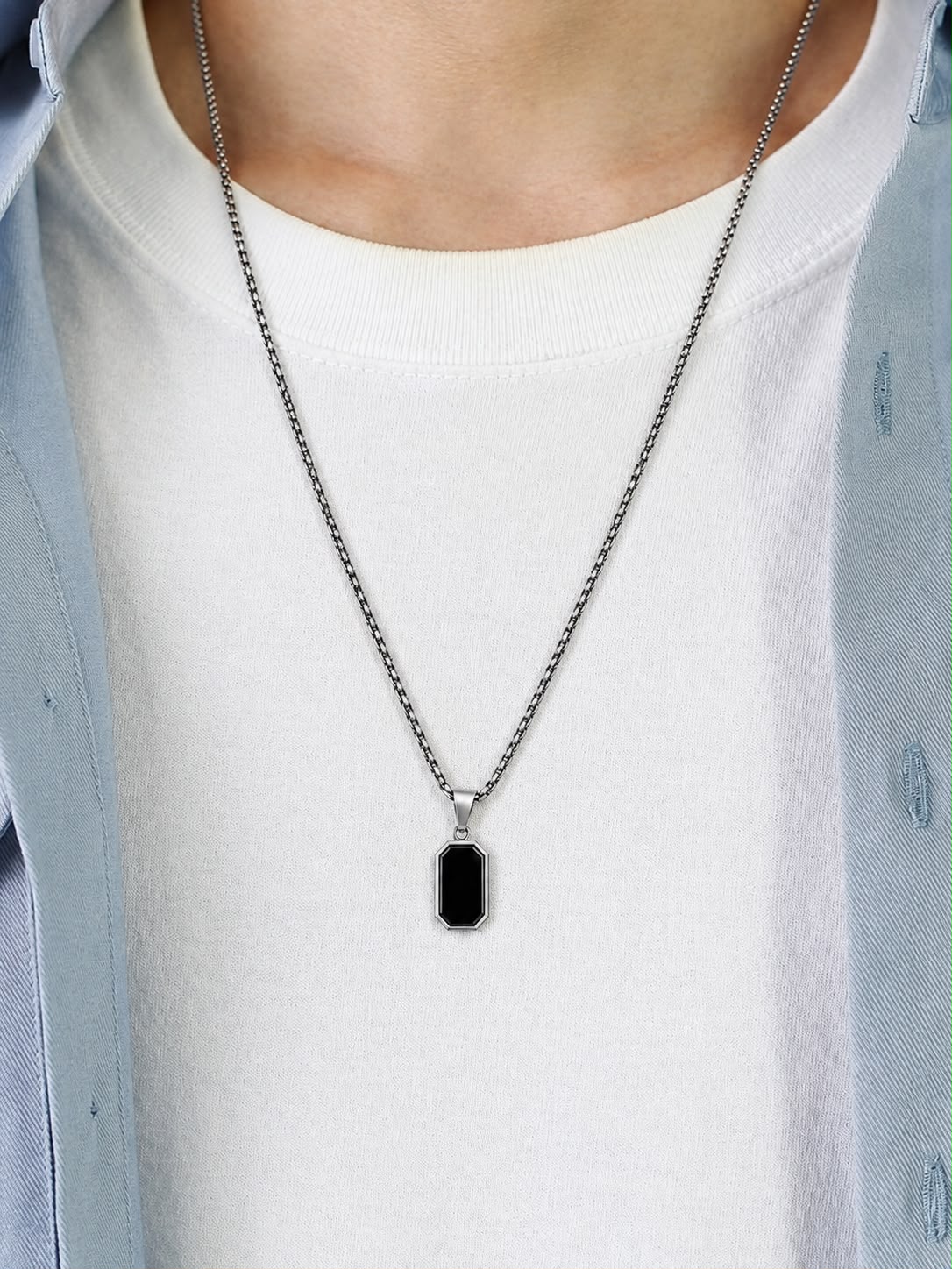 Obsidian Emerald-Cut Pendent