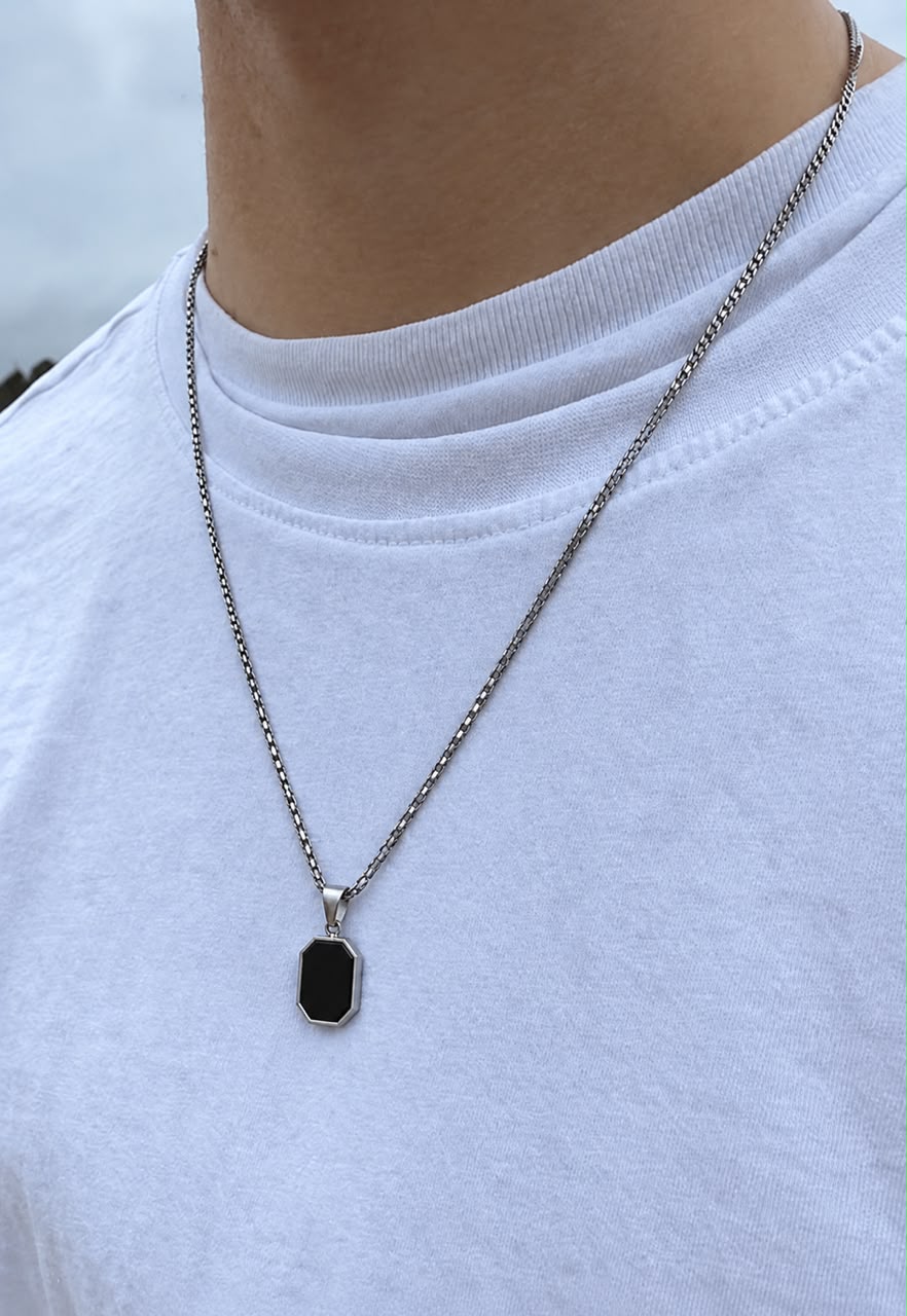 Obsidian Geometric Pendent